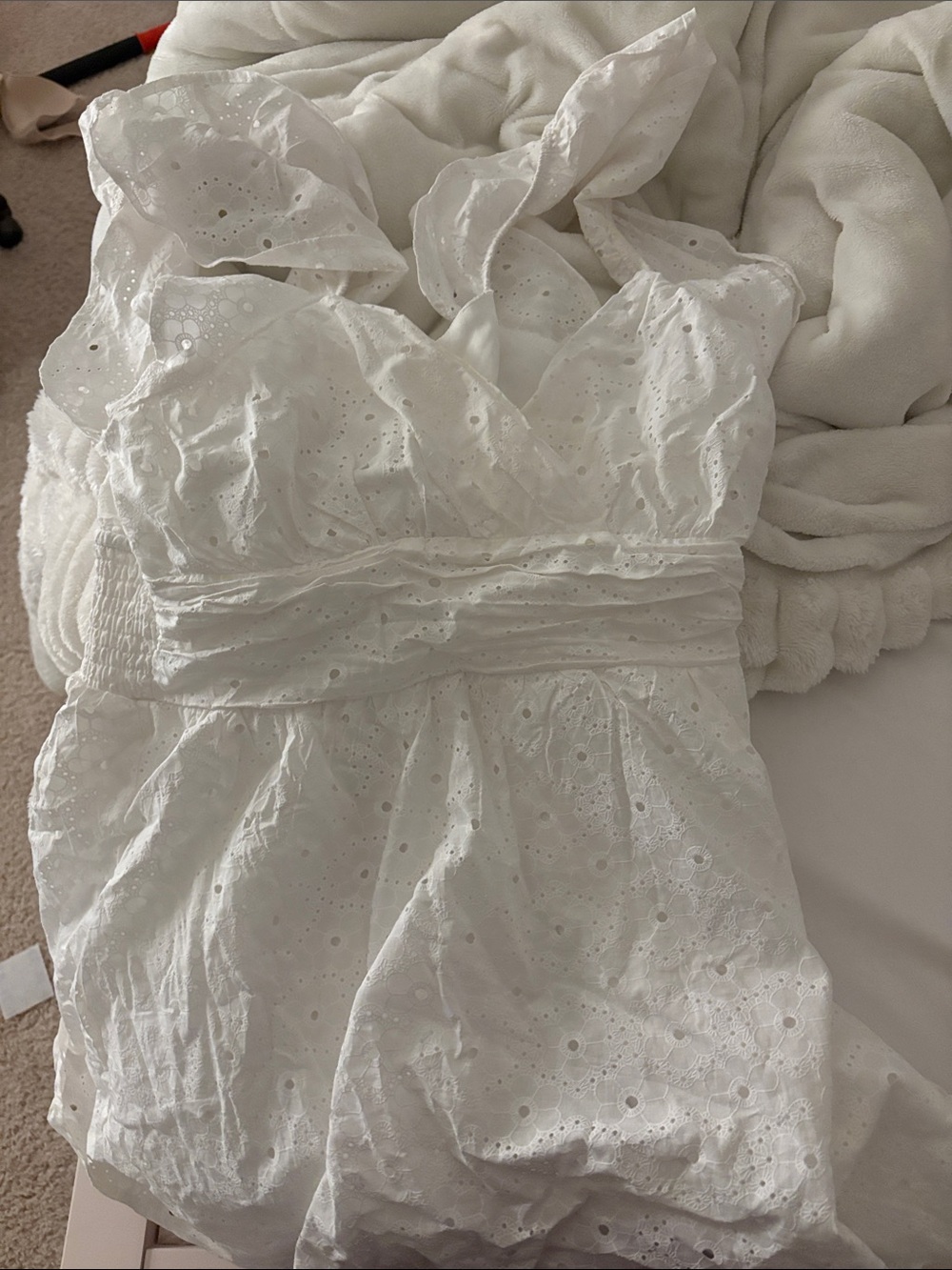 Altar'd State White Eyelet Ruffle Chemise